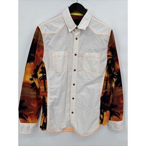 Bar Ill Western Tropical Rockabilly Shirt Mens Large Long Sleeve Whipstitch‎ Hem